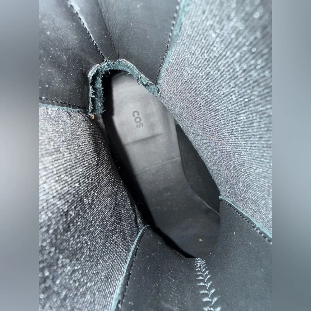 COS Leather Chelsea Boots Ankle Round Almond Toe Minimalist Workwear Block Heel - Picture 7 of 8